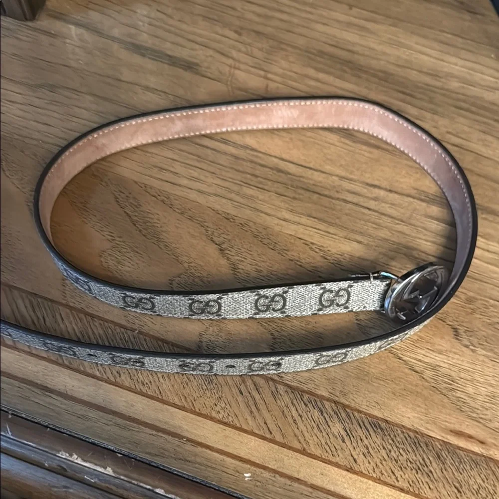 Gucci Beige and Brown Belt with Silver Buckle Kids Authentic!